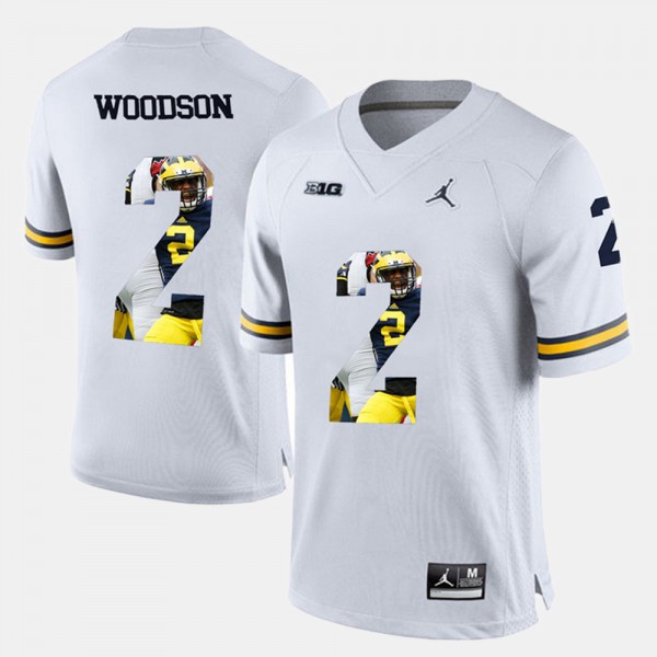 Michigan Wolverines #2 For Men's Charles Woodson Jersey White University Player Pictorial